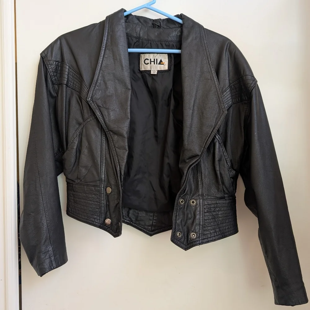 CHIA Vintage 80s Women's Leather Jacket - Picture 1 of 4